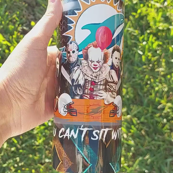 Horror Character Miami Dolphin Sports Fan Sublimation Tumbler