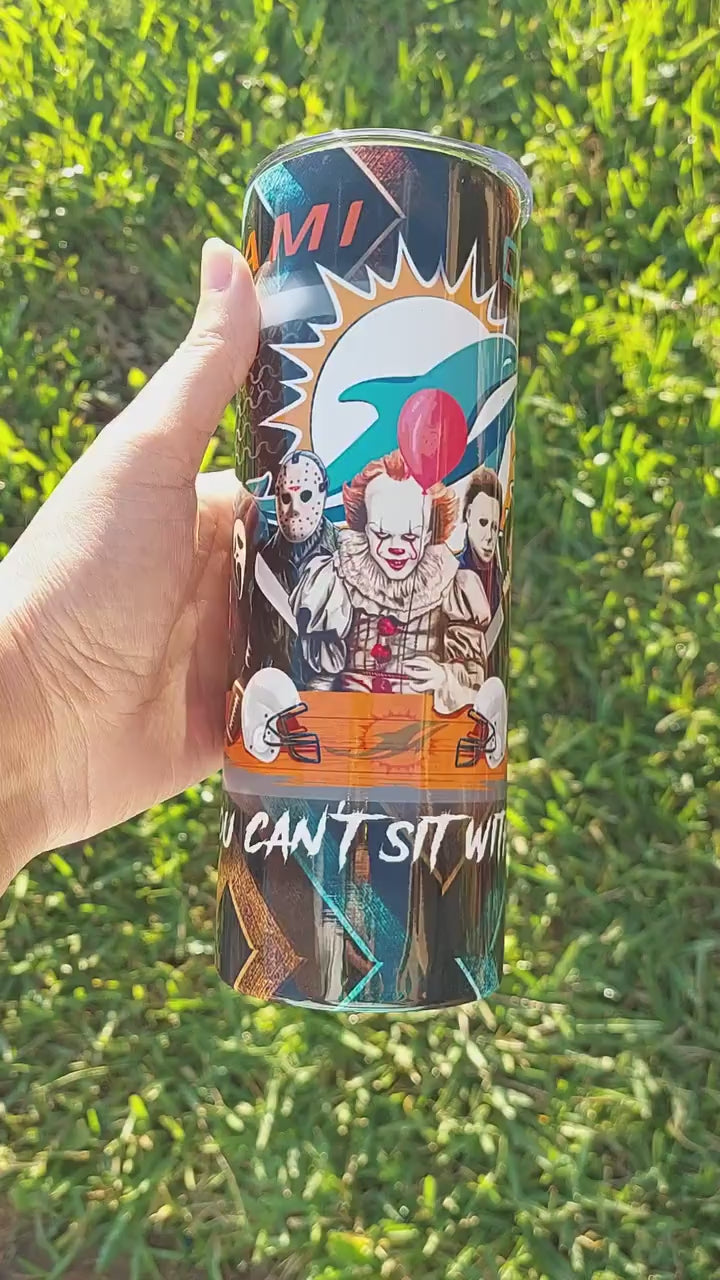Horror Character Miami Dolphin Sports Fan Sublimation Tumbler