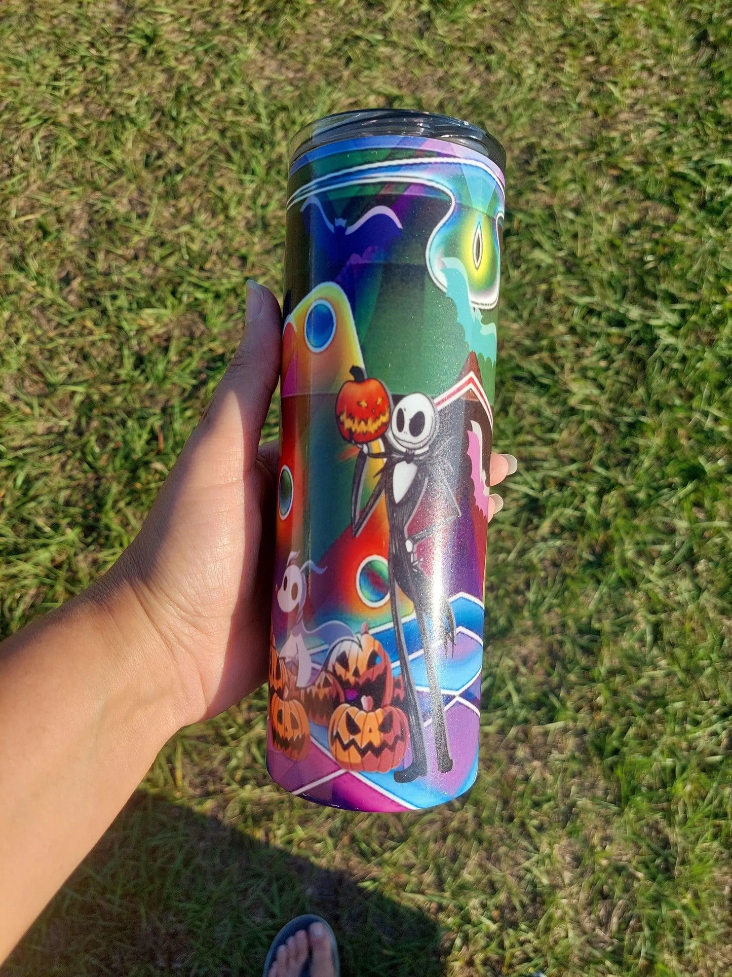 Colorful Retro Style The Nightmare Before Christmas Sublimation Tumbler - Panoptic Handmade