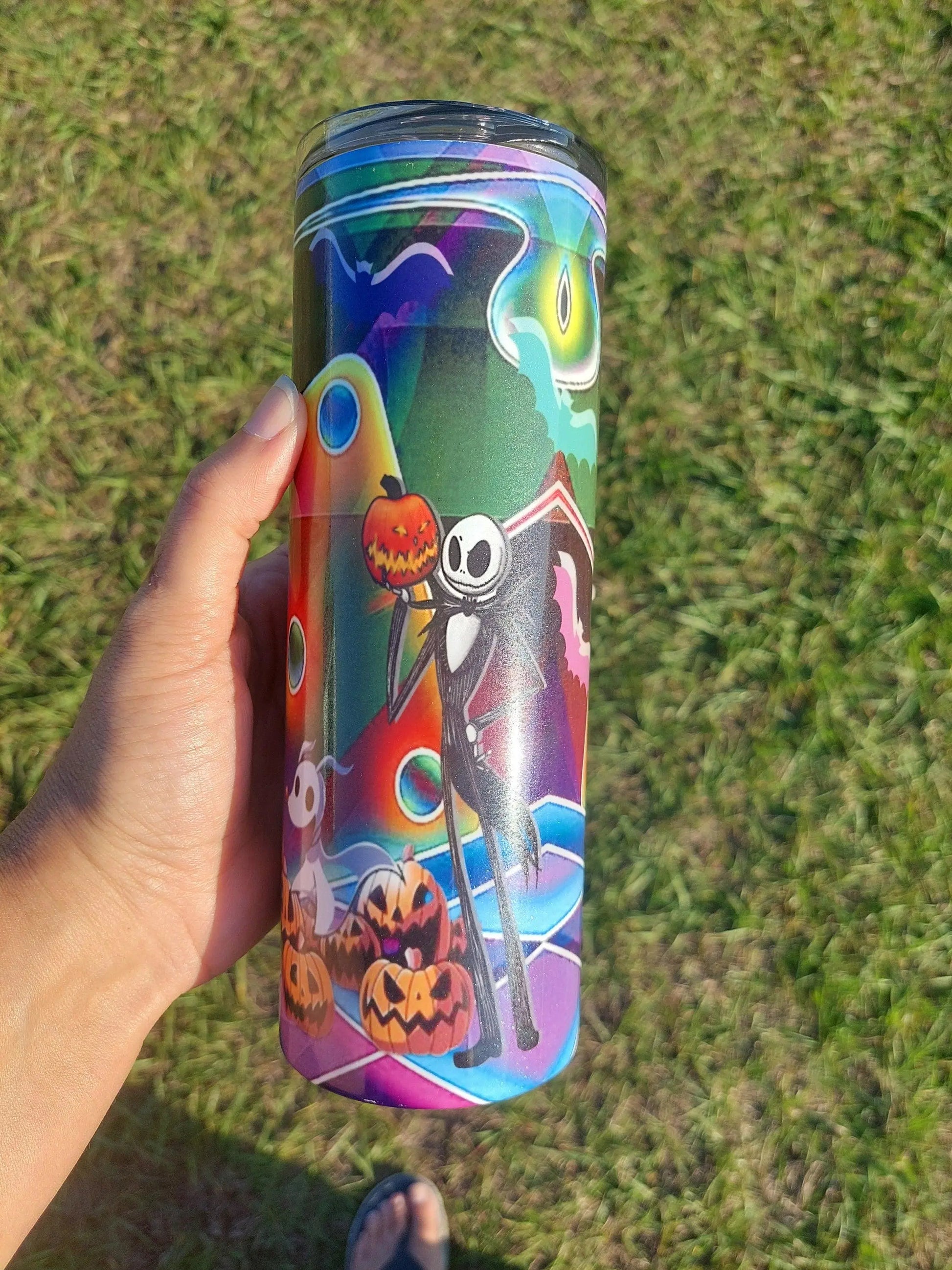 Colorful Retro Style The Nightmare Before Christmas Sublimation Tumbler - Panoptic Handmade