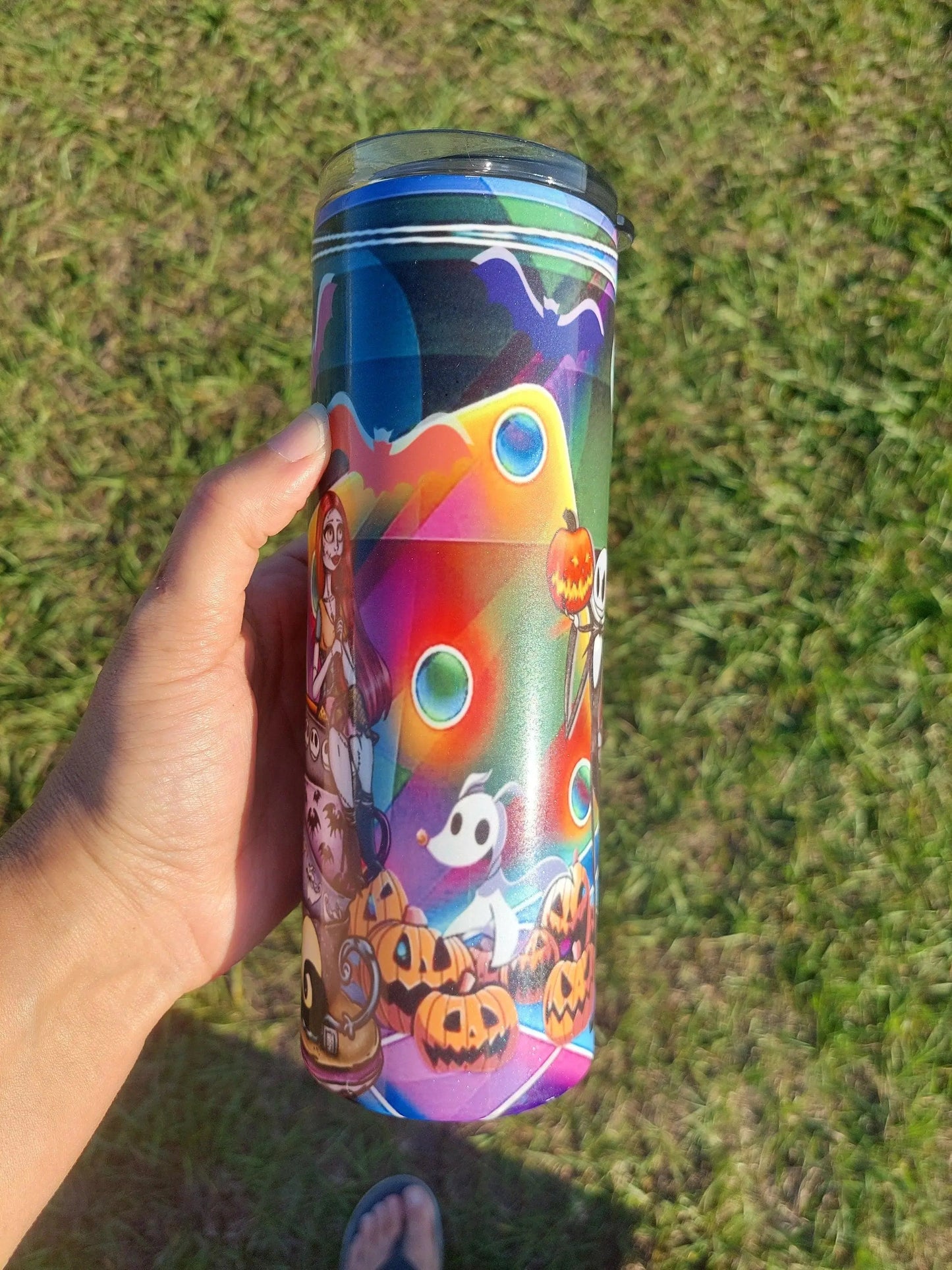 Colorful Retro Style The Nightmare Before Christmas Sublimation Tumbler - Panoptic Handmade