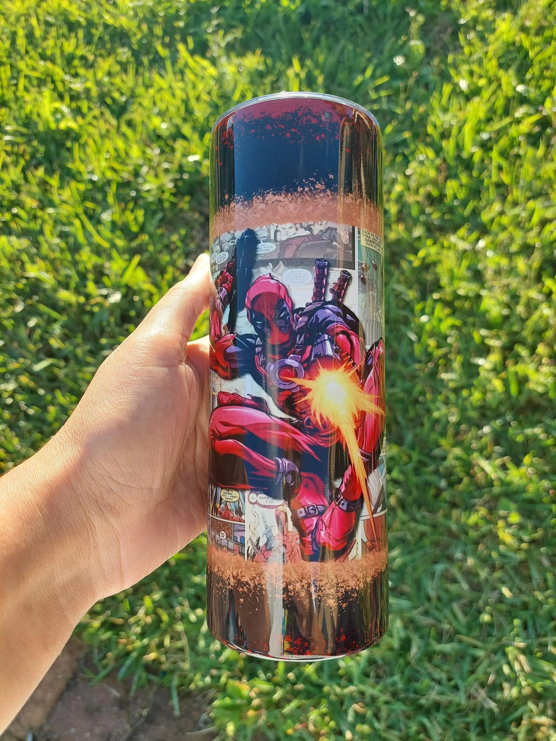 Deadpool Fanbased Comic Sublimation Tumbler - Panoptic Handmade