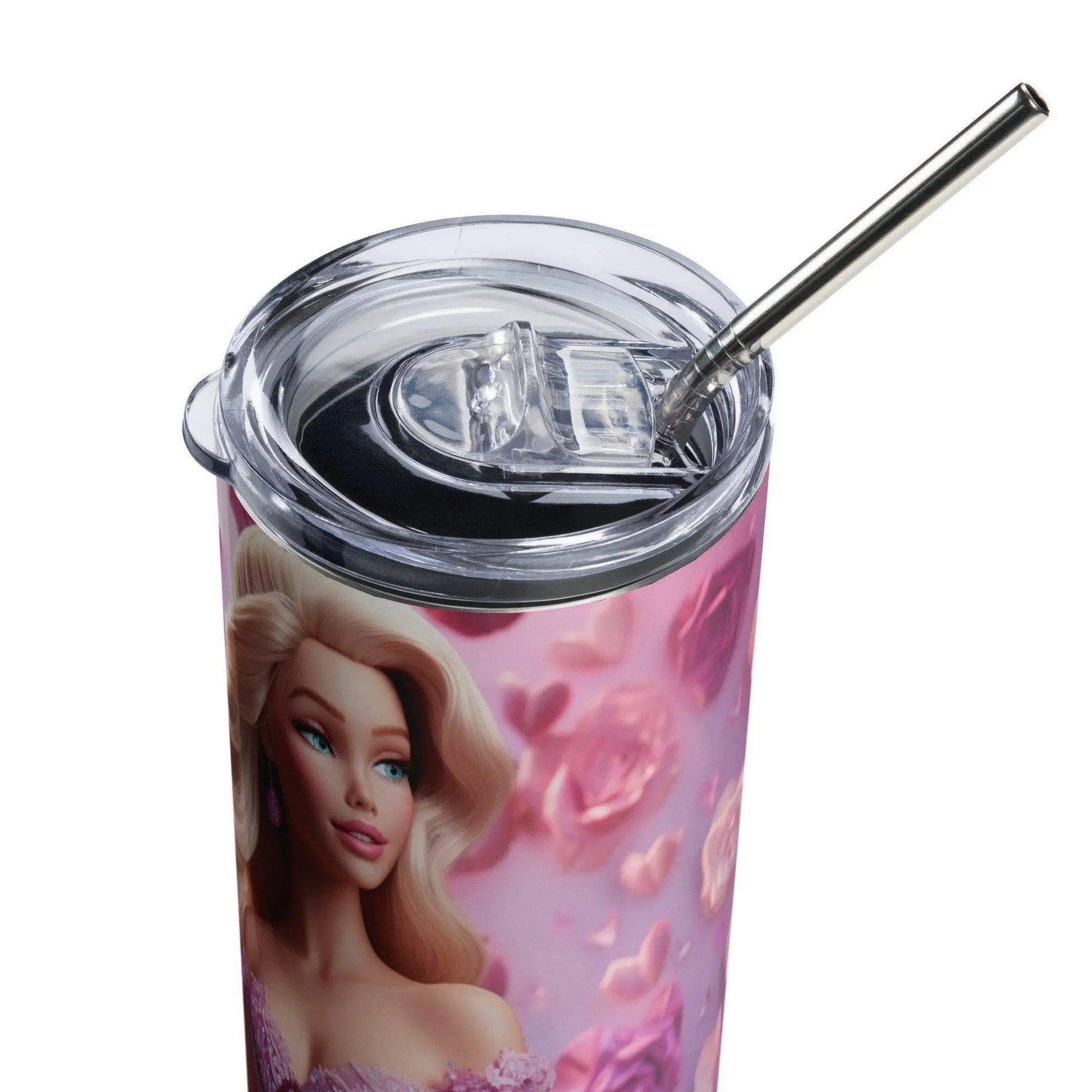 Elegant Barbie in Pink Gown Tumbler - Stainless Steel, 20oz, Metal Straw - Hot or Cold Drinks On The Go!