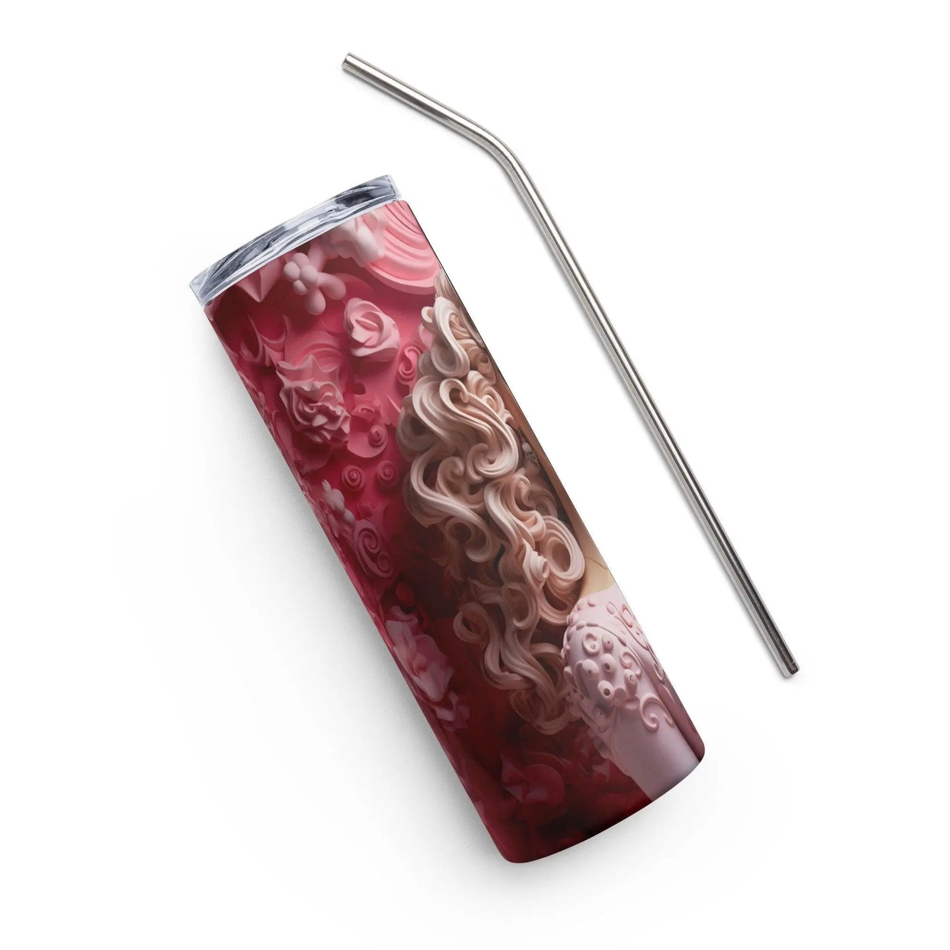 Elegant Barbie Princess Tumbler - Whimsical Pink Dress Design - Stainless Steel 20oz Tumbler with Metal Straw