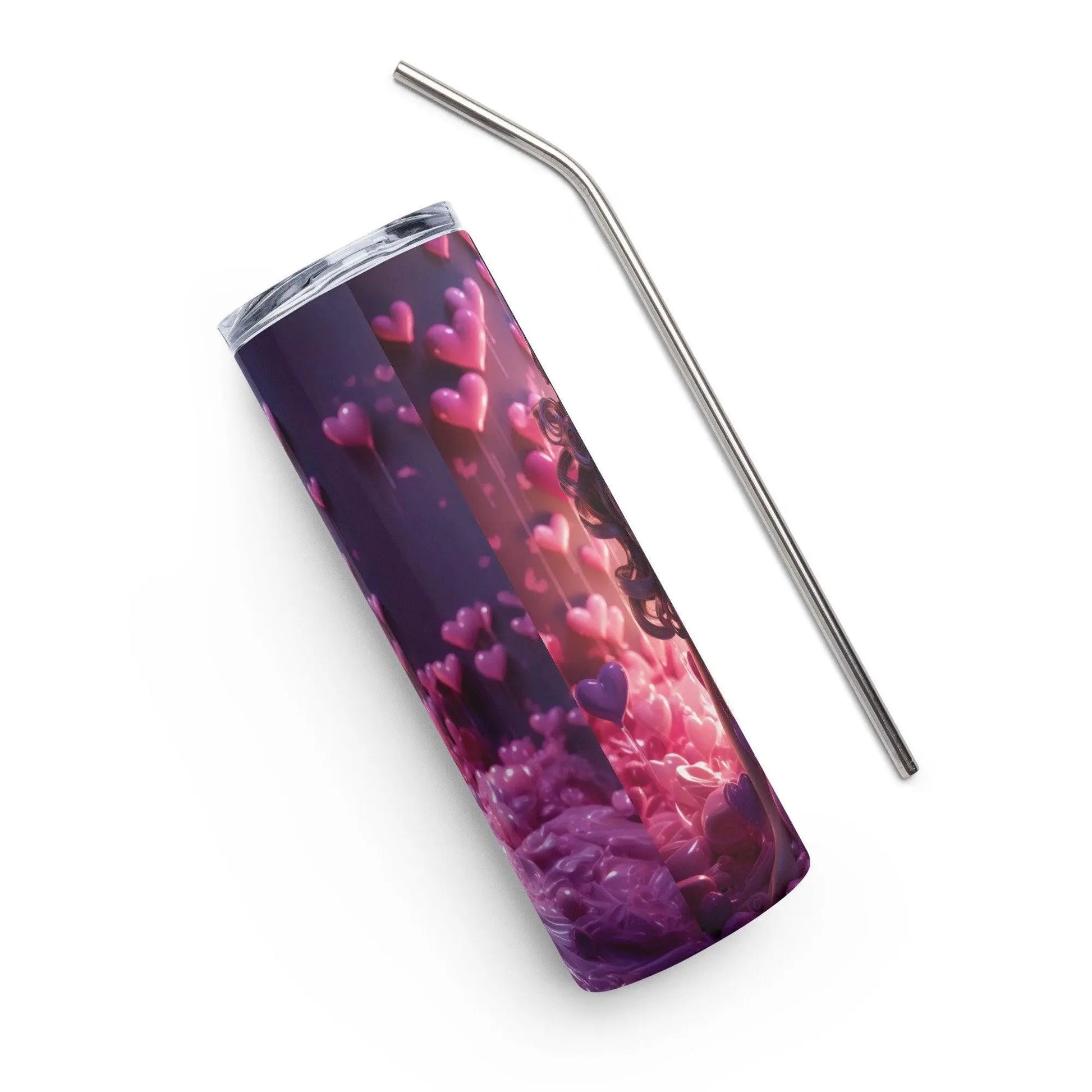 Elegant Barbie Stainless Steel Tumbler - Whimsical Patterns & Floating Hearts - Hot and Cold Drinks On the Go!