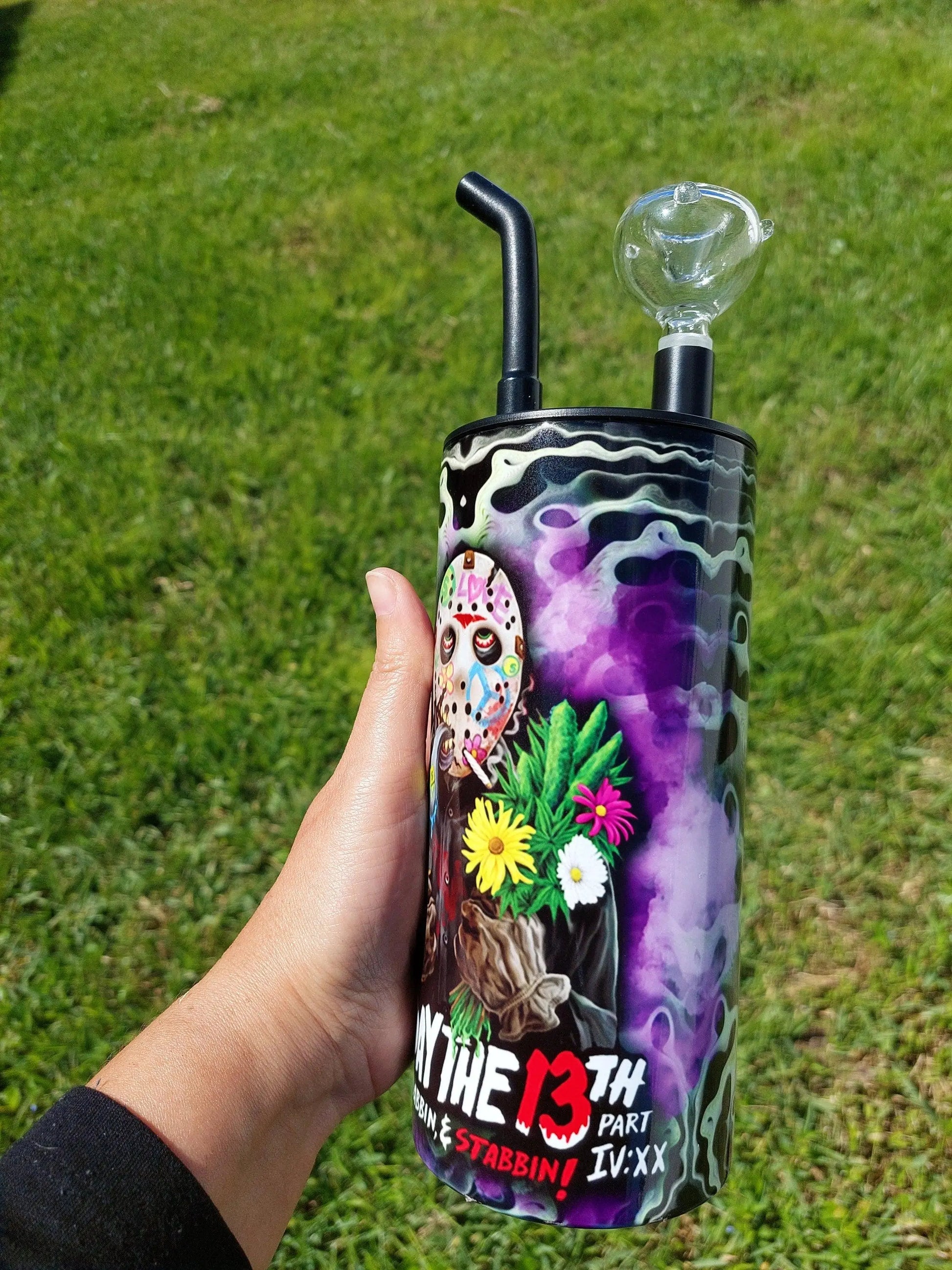 Friday The 13th Jason Voorhees Marijuana Hookah Sublimation Tumbler