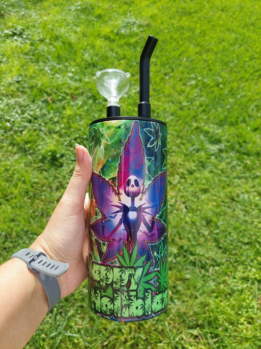 Hookah Tumbler with Jack Skellington Marijuana Design