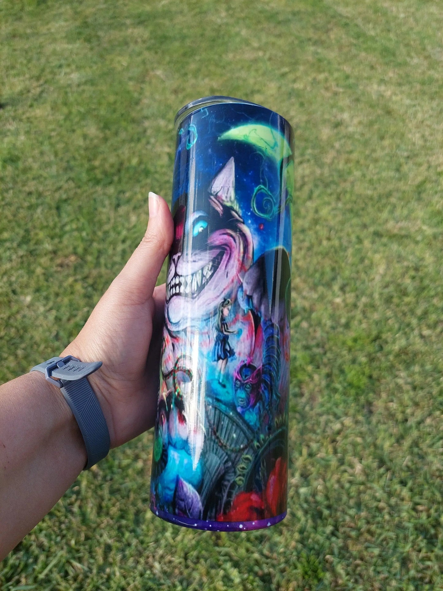 Sublimation Tumbler Creepy Cheshire Cat Design - Panoptic Handmade
