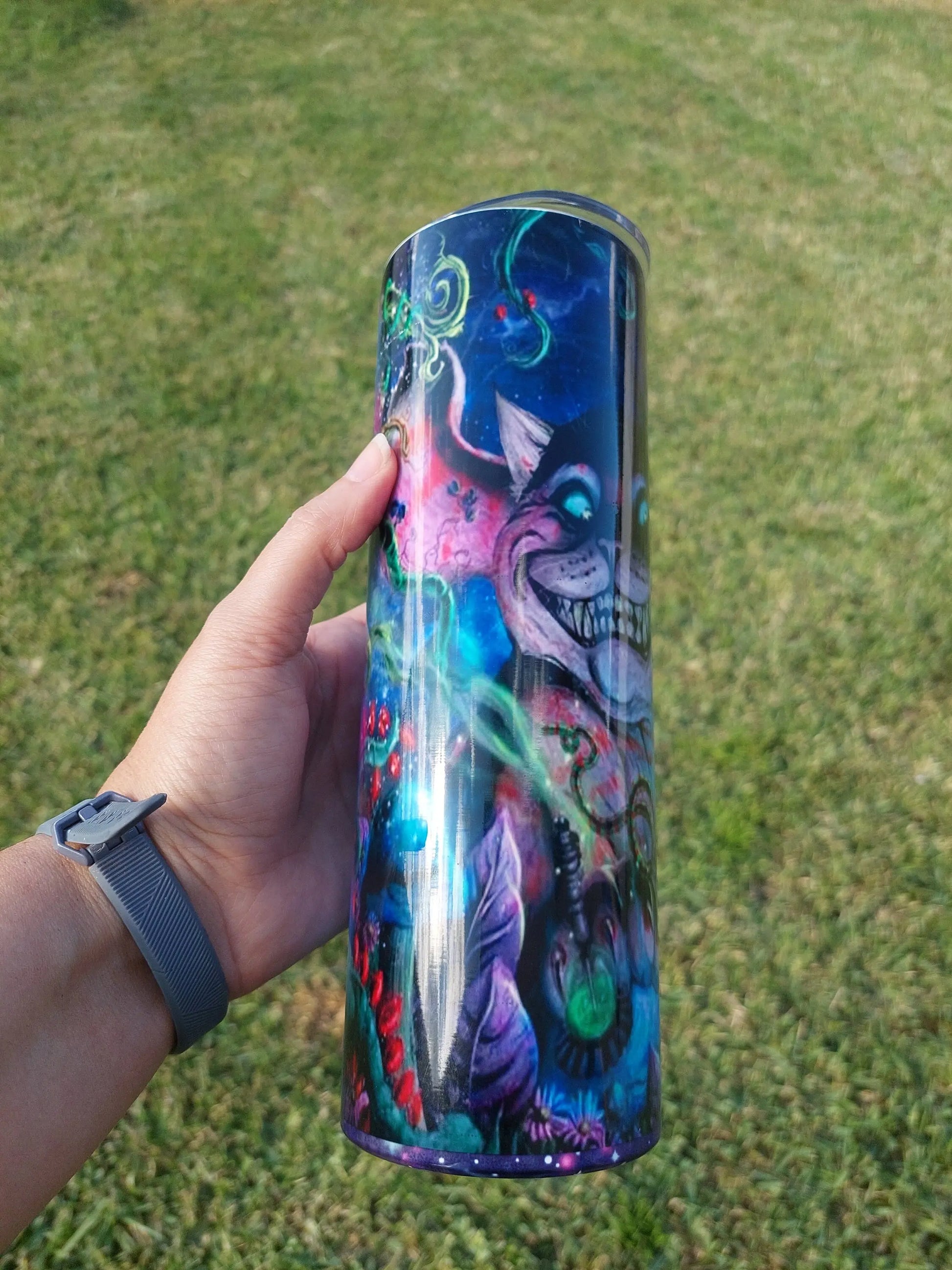 Sublimation Tumbler Creepy Cheshire Cat Design - Panoptic Handmade