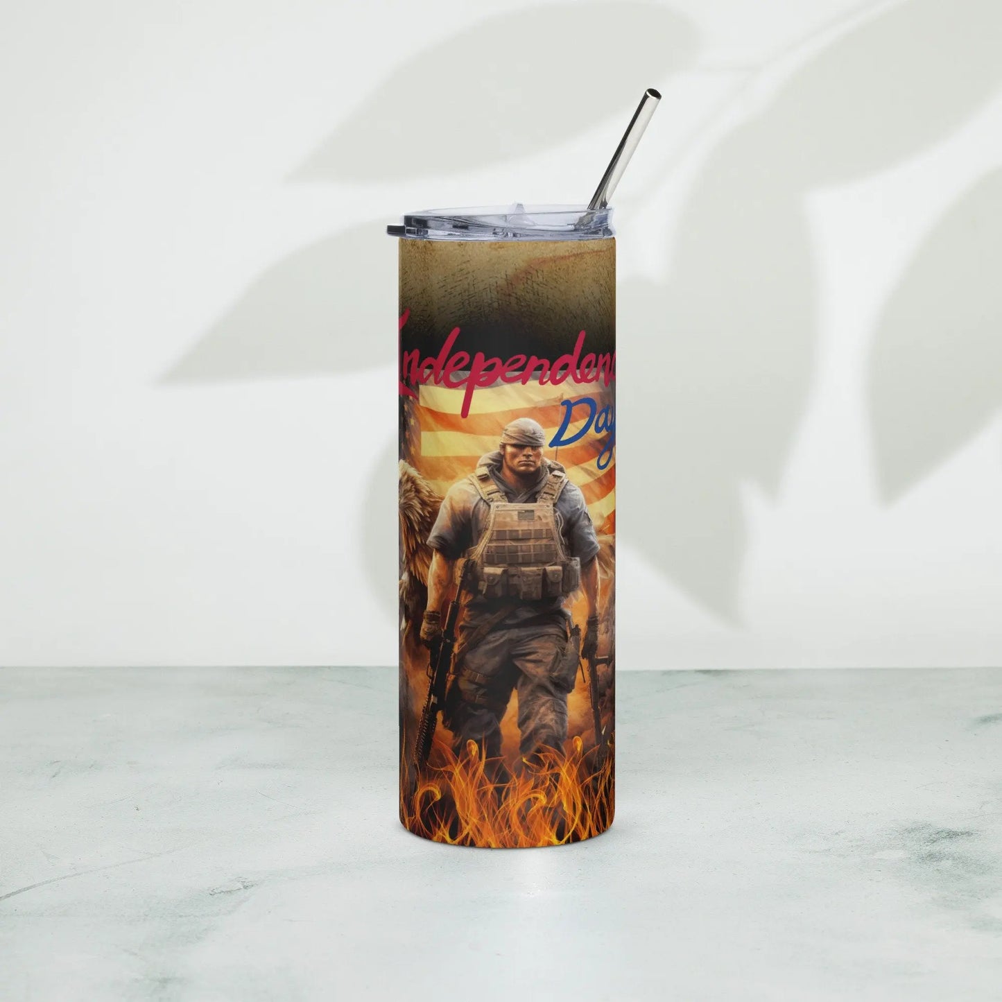 Patriotic Independence Day Tumbler Gift for Military and Veteran Men - Panoptic Handmade