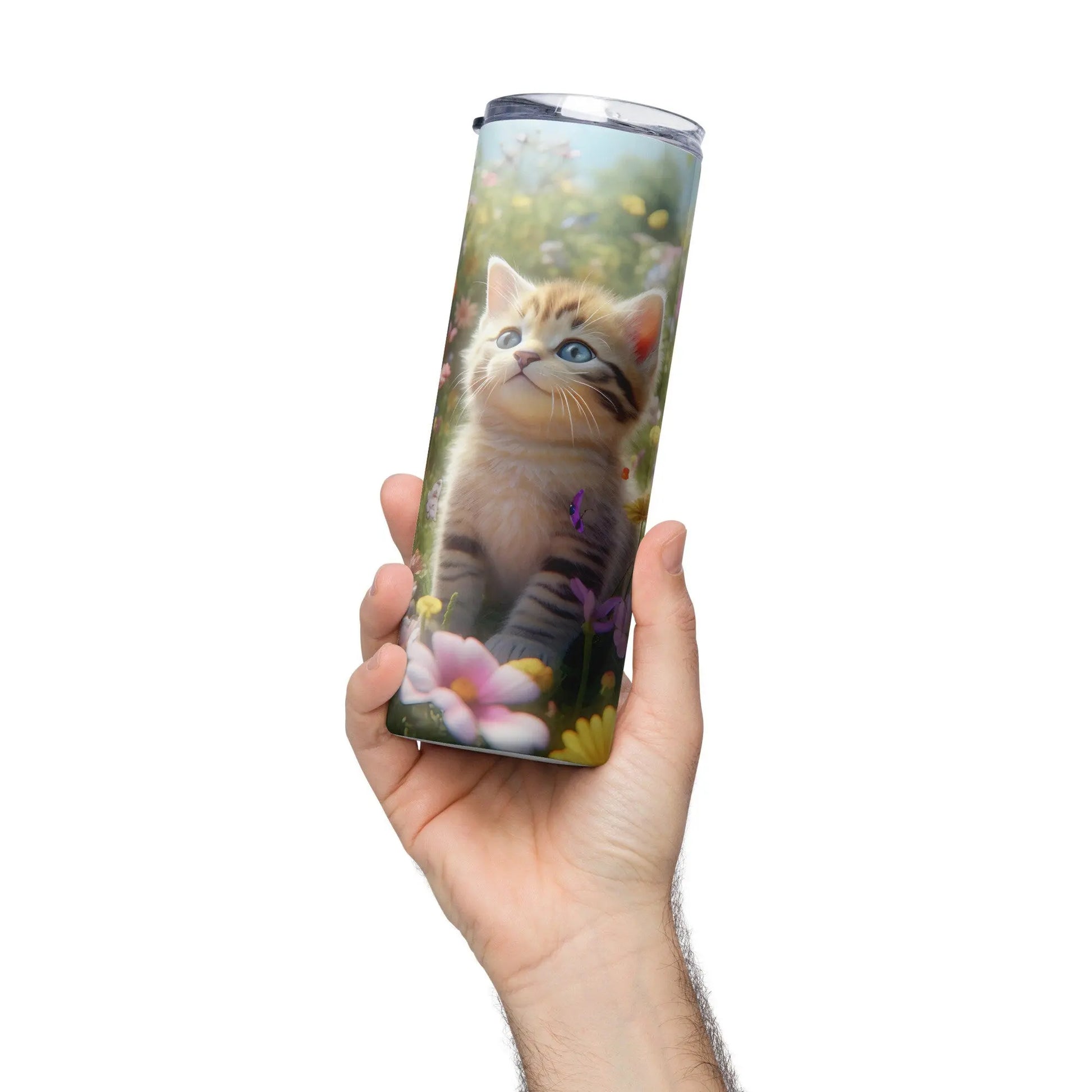 Personalized Cute Cat Lovers Cat in a Beautiful Garden Tumbler for Cat Moms Cat Lovers Gift - Panoptic Handmade