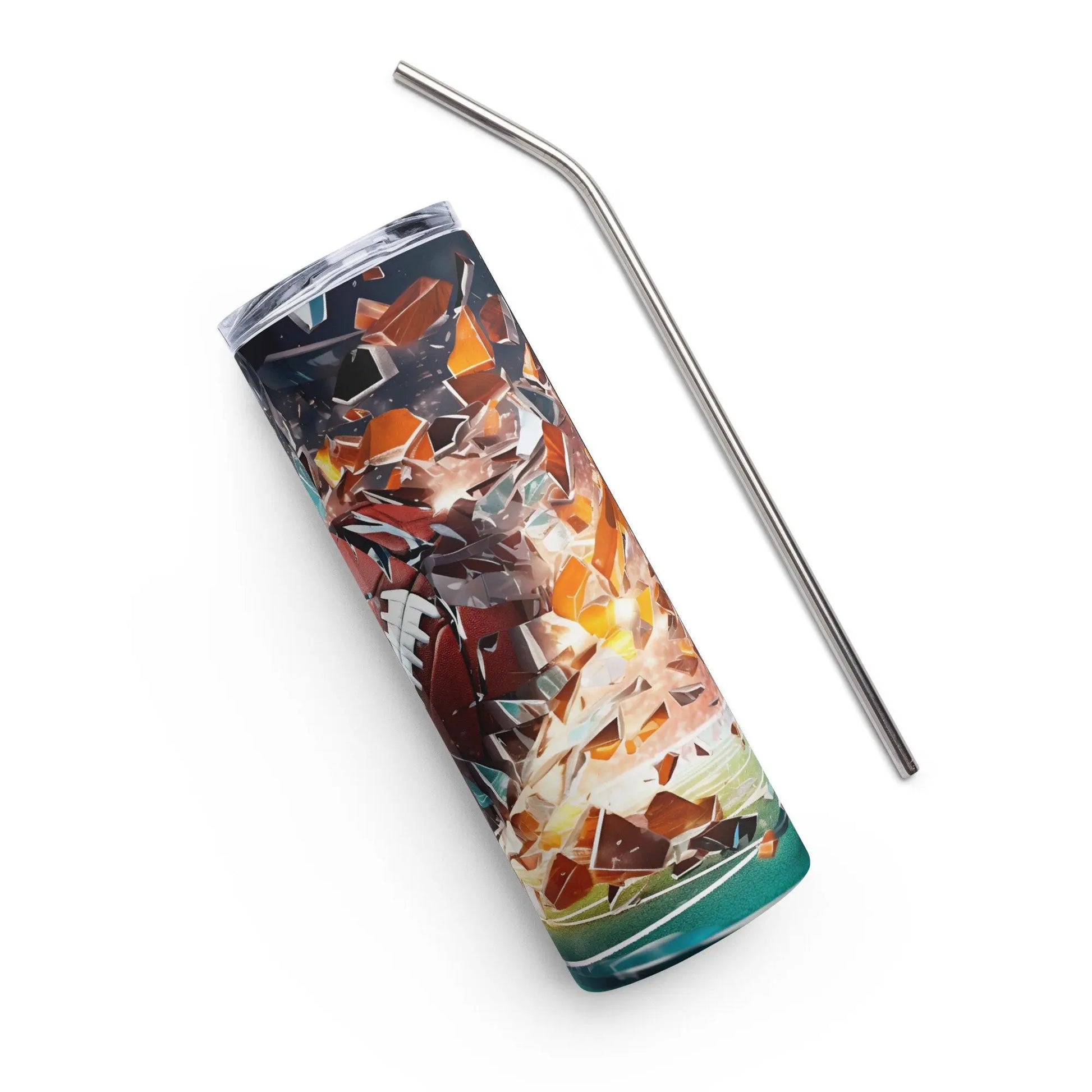 3D Embroidered Shattered Glass Football Sublimation Tumbler Gift for Men