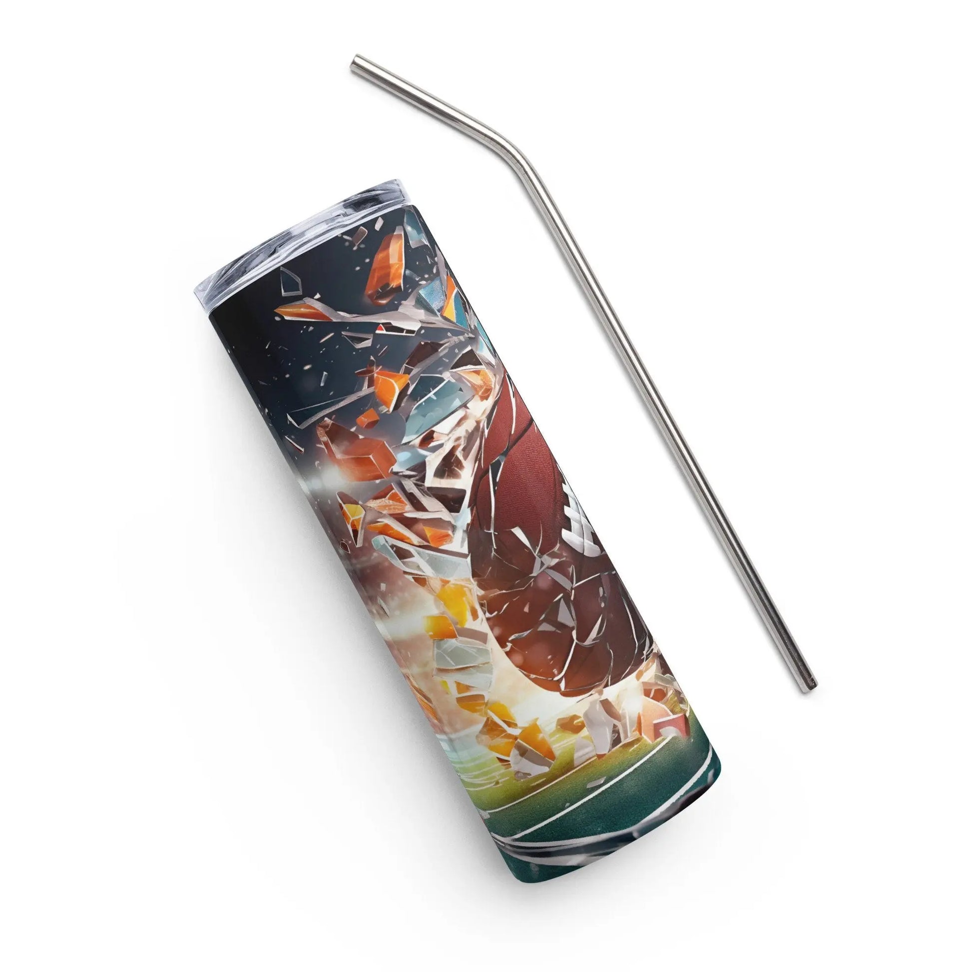 3D Embroidered Shattered Glass Football Sublimation Tumbler Gift for Men