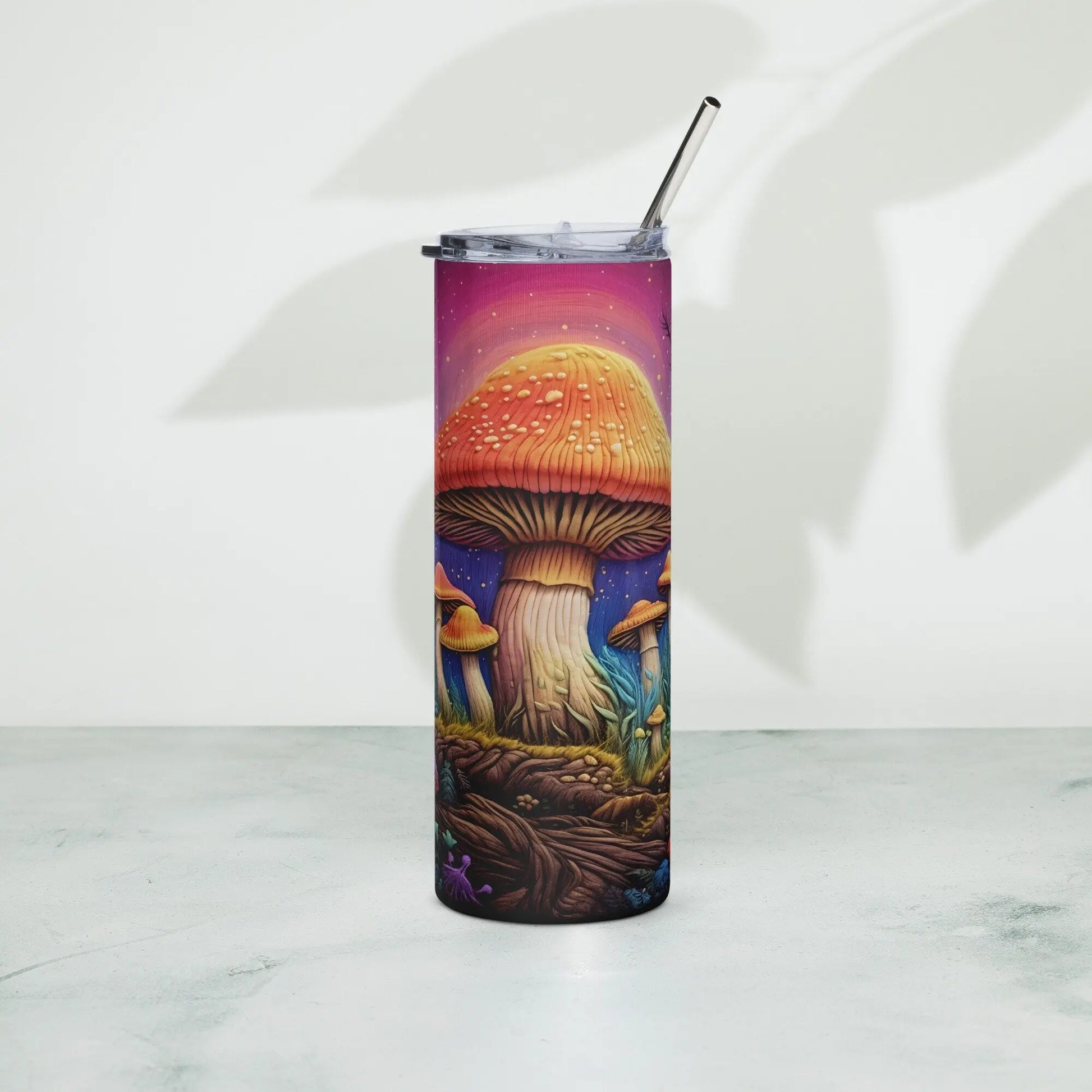 3D Embroidered Mushroom Sublimation Tumbler Gift for Mushroom Lovers - Panoptic Handmade