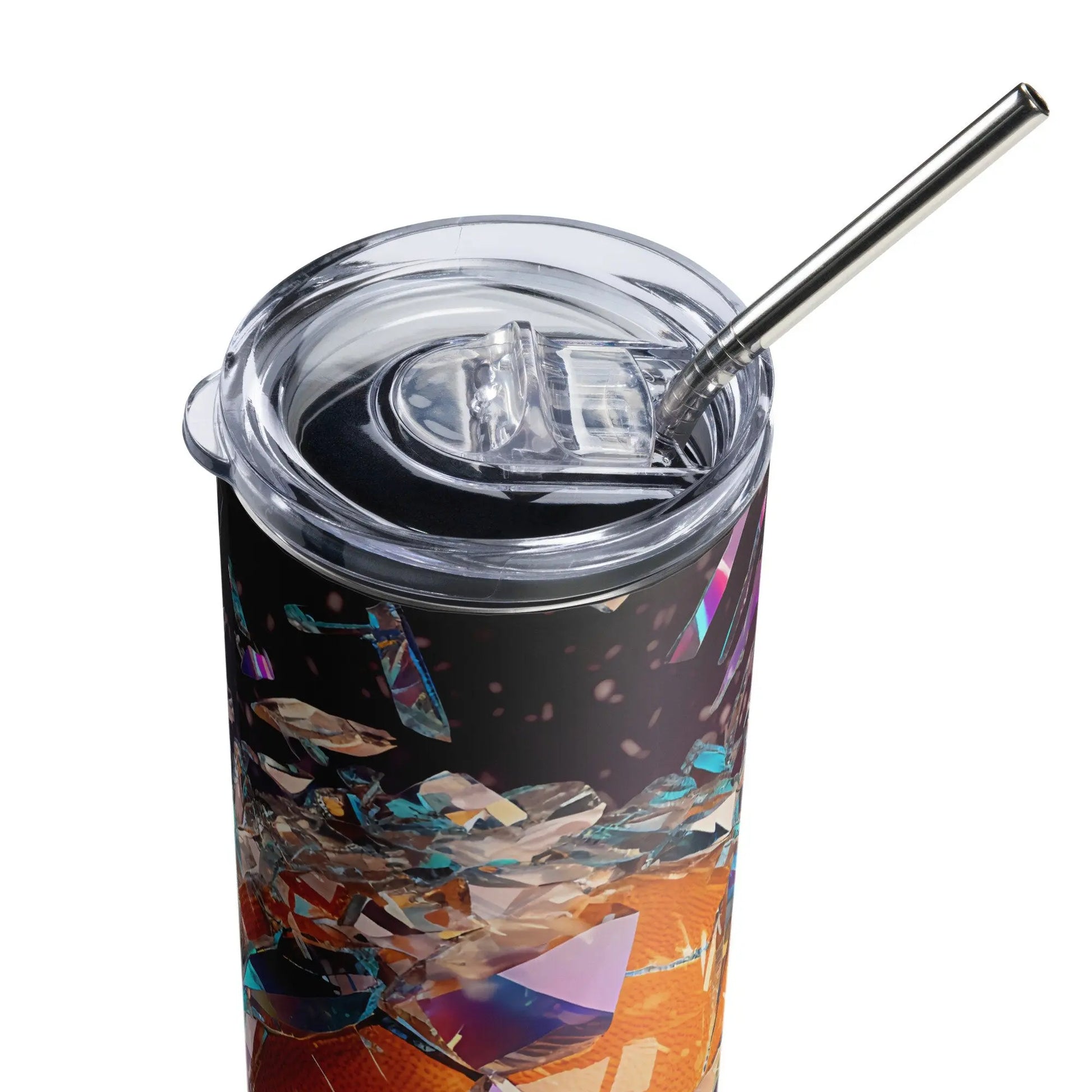 3D Embroidered Shattered Glass Basketball Sublimation Tumbler Gift for Sports Lovers - Panoptic Handmade