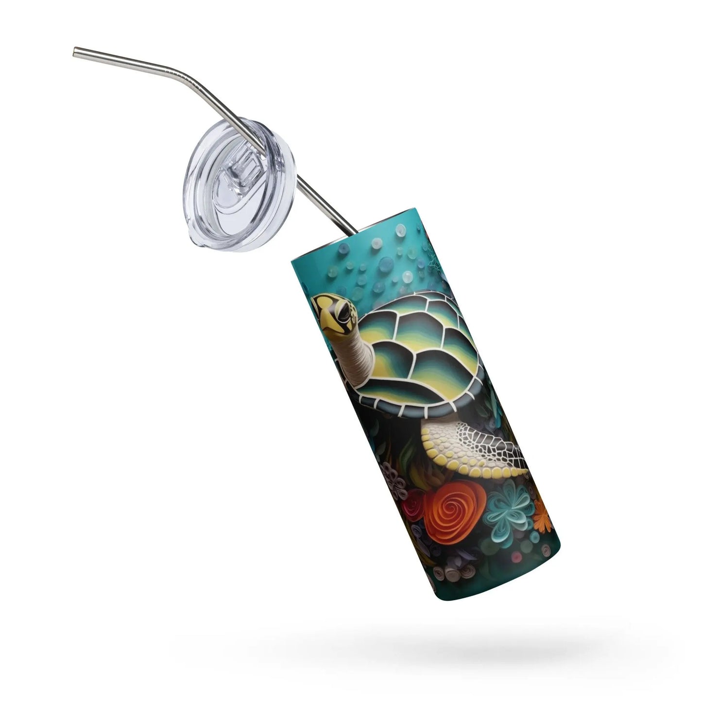 Personalized 3D Embroidered Sea Turtle Sublimation Tumbler