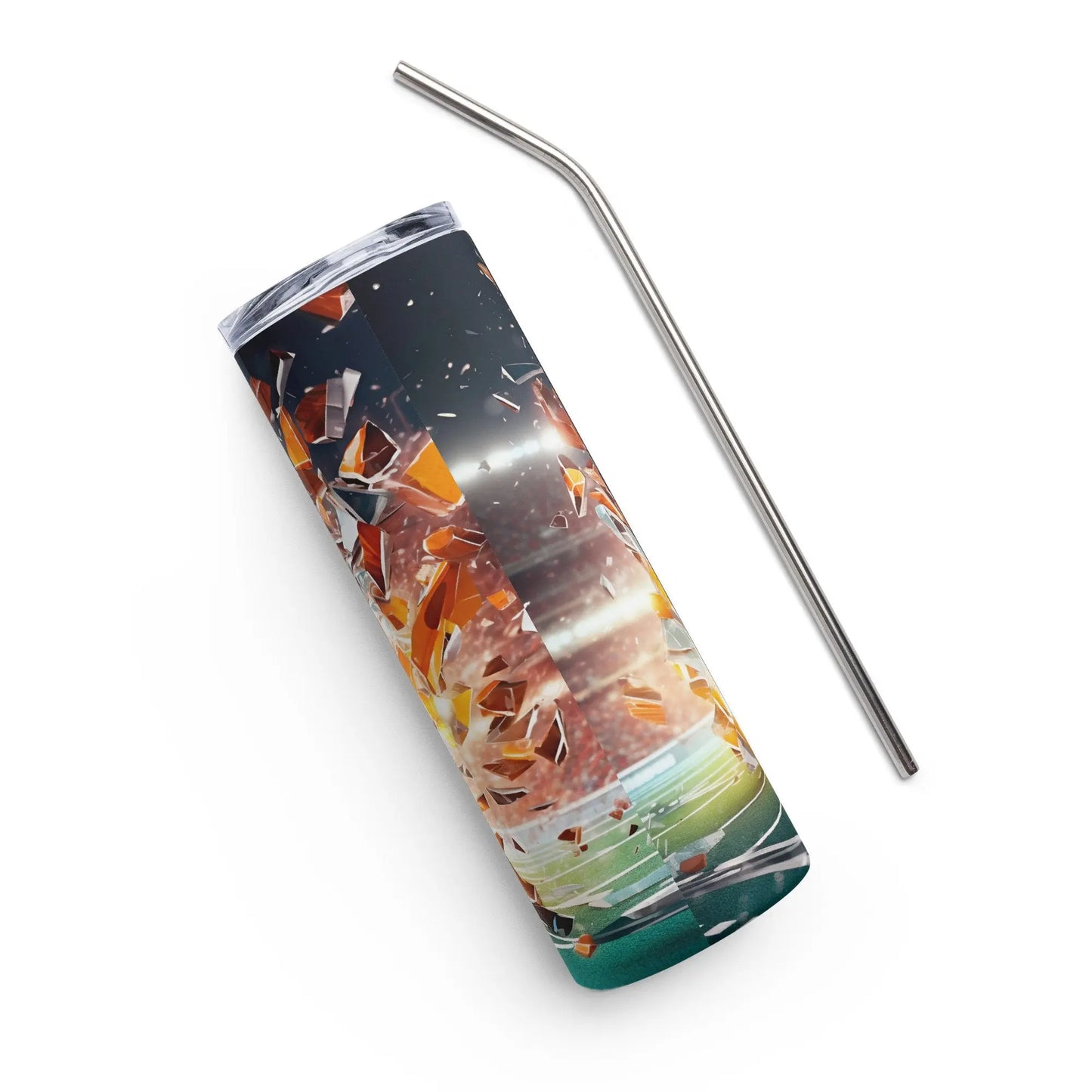 3D Embroidered Shattered Glass Football Sublimation Tumbler Gift for Men