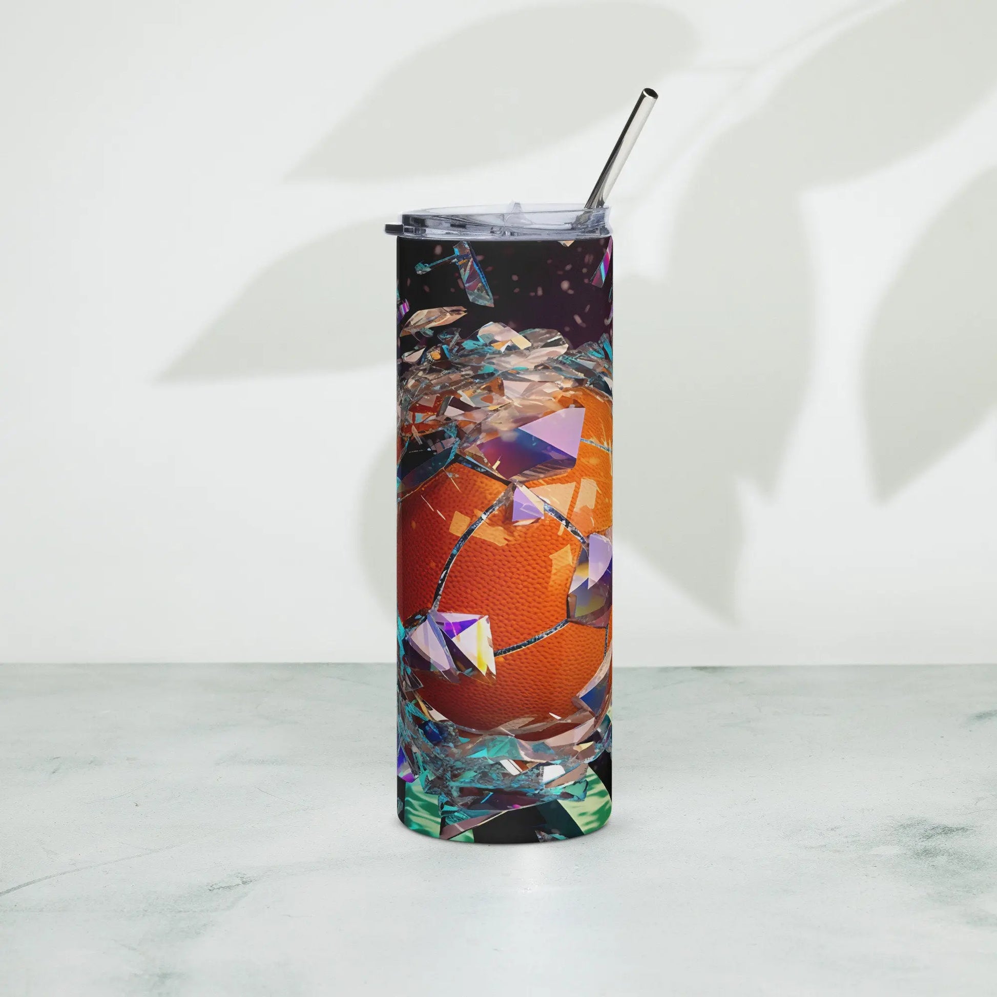 3D Embroidered Shattered Glass Basketball Sublimation Tumbler Gift for Sports Lovers - Panoptic Handmade