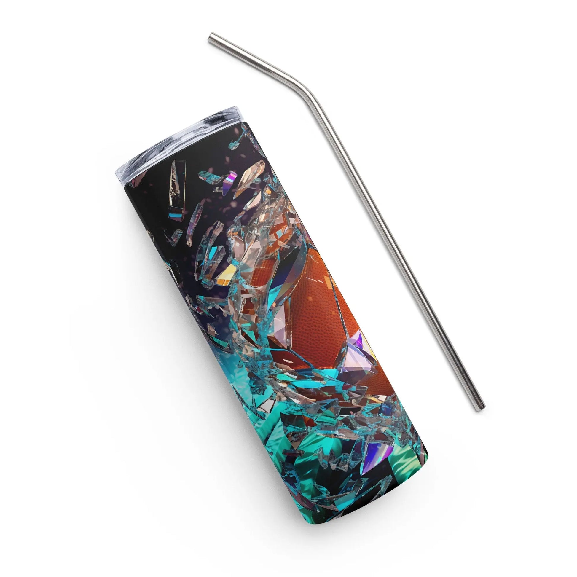 3D Embroidered Shattered Glass Basketball Sublimation Tumbler Gift for Sports Lovers - Panoptic Handmade