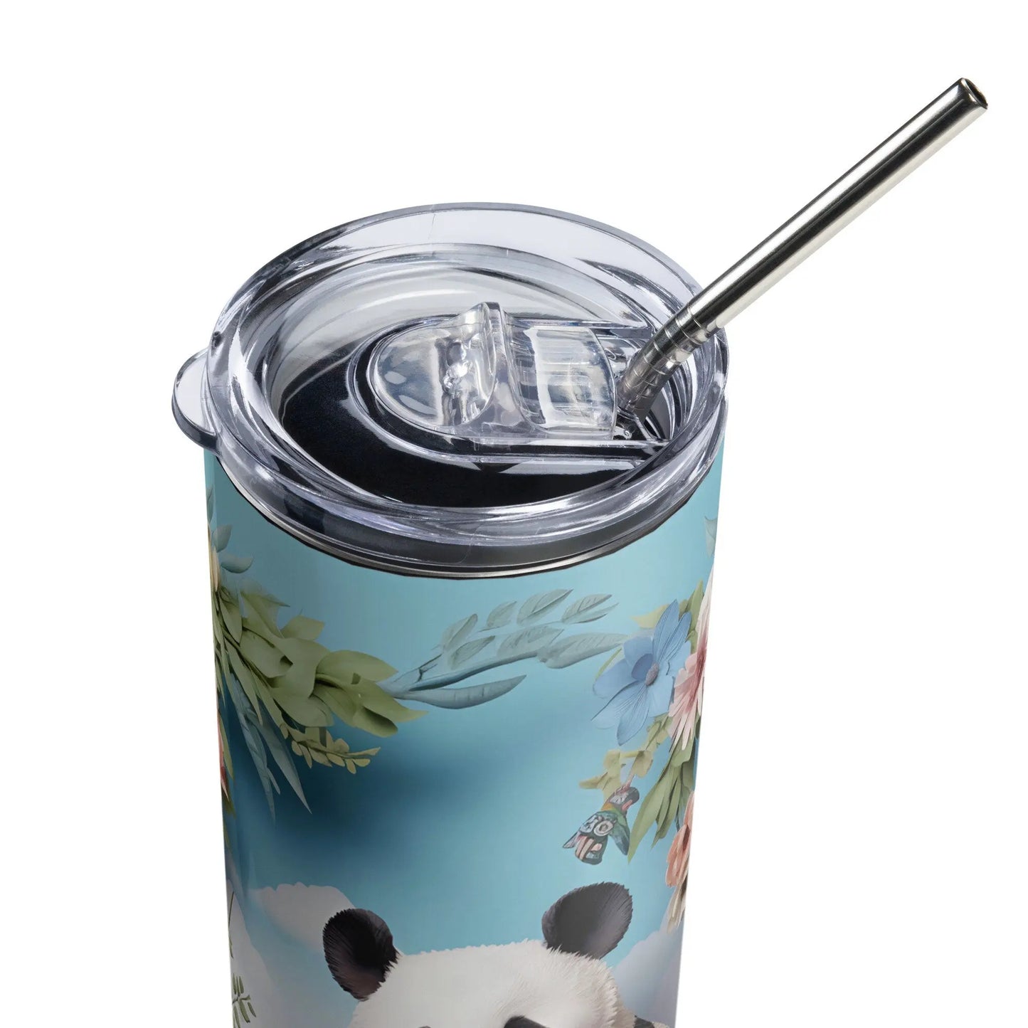 3D Embroidered Cute Panda Sublimation Tumbler Gift for Panda Lovers