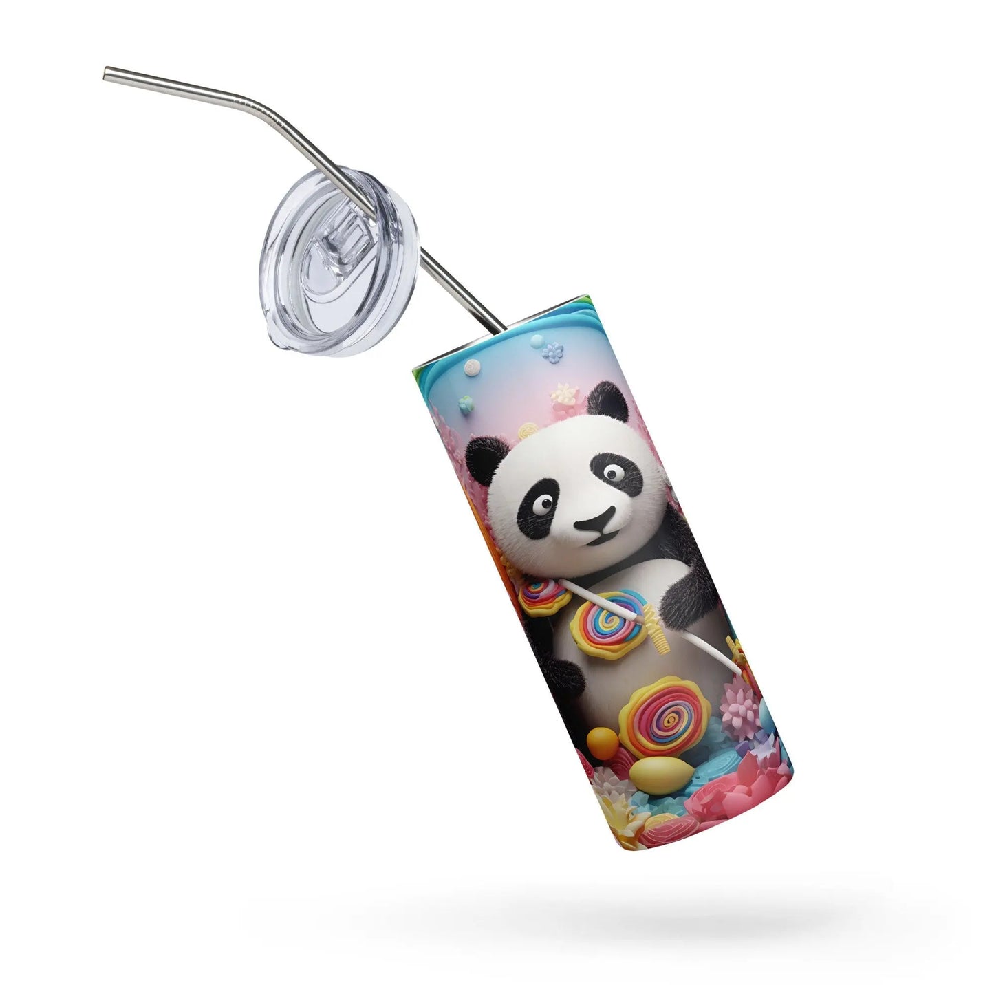 3D Embroidered Cute Panda Sublimation Tumbler Gift for Panda Lovers