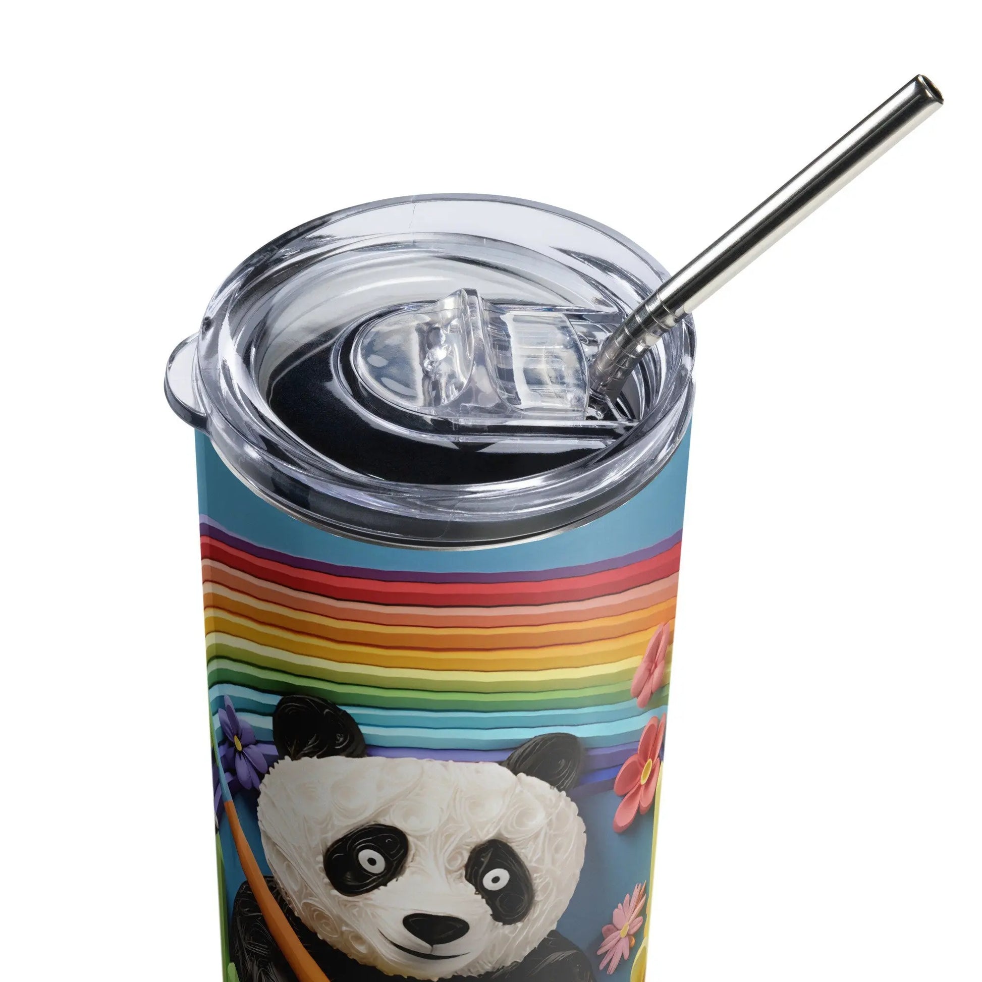 3D Embroidered Cute Panda Sublimation Tumbler Gift for Panda Lovers - Panoptic Handmade