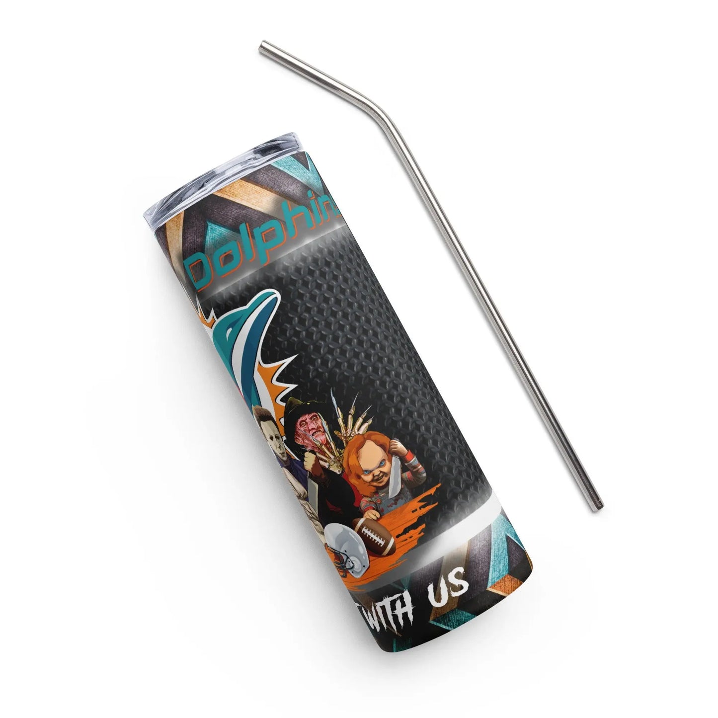Horror Character Miami Dolphin Sports Fan Sublimation Tumbler - Panoptic Handmade
