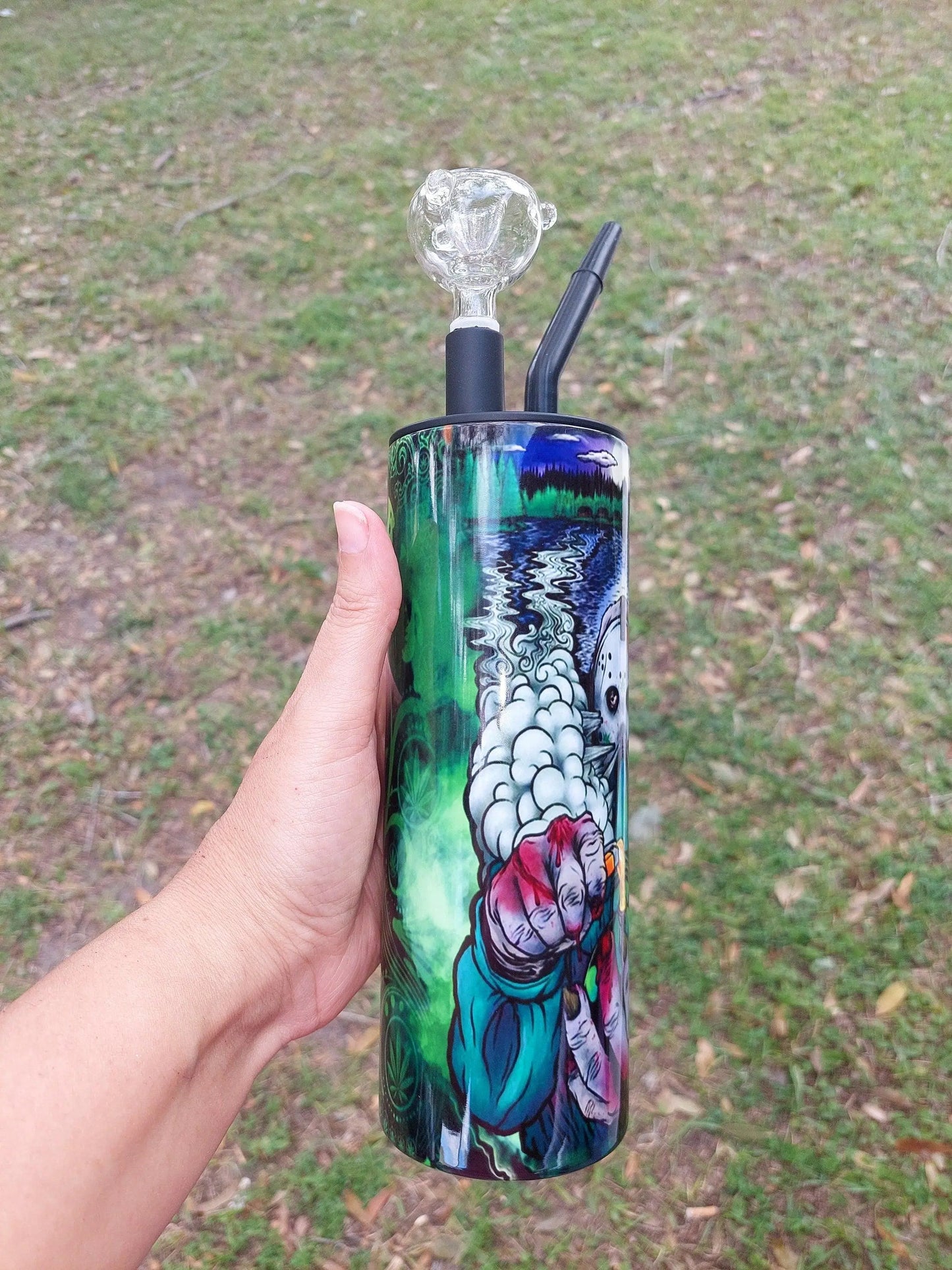 Jason Voorhees Smoking Marijuana Hookah Tumbler