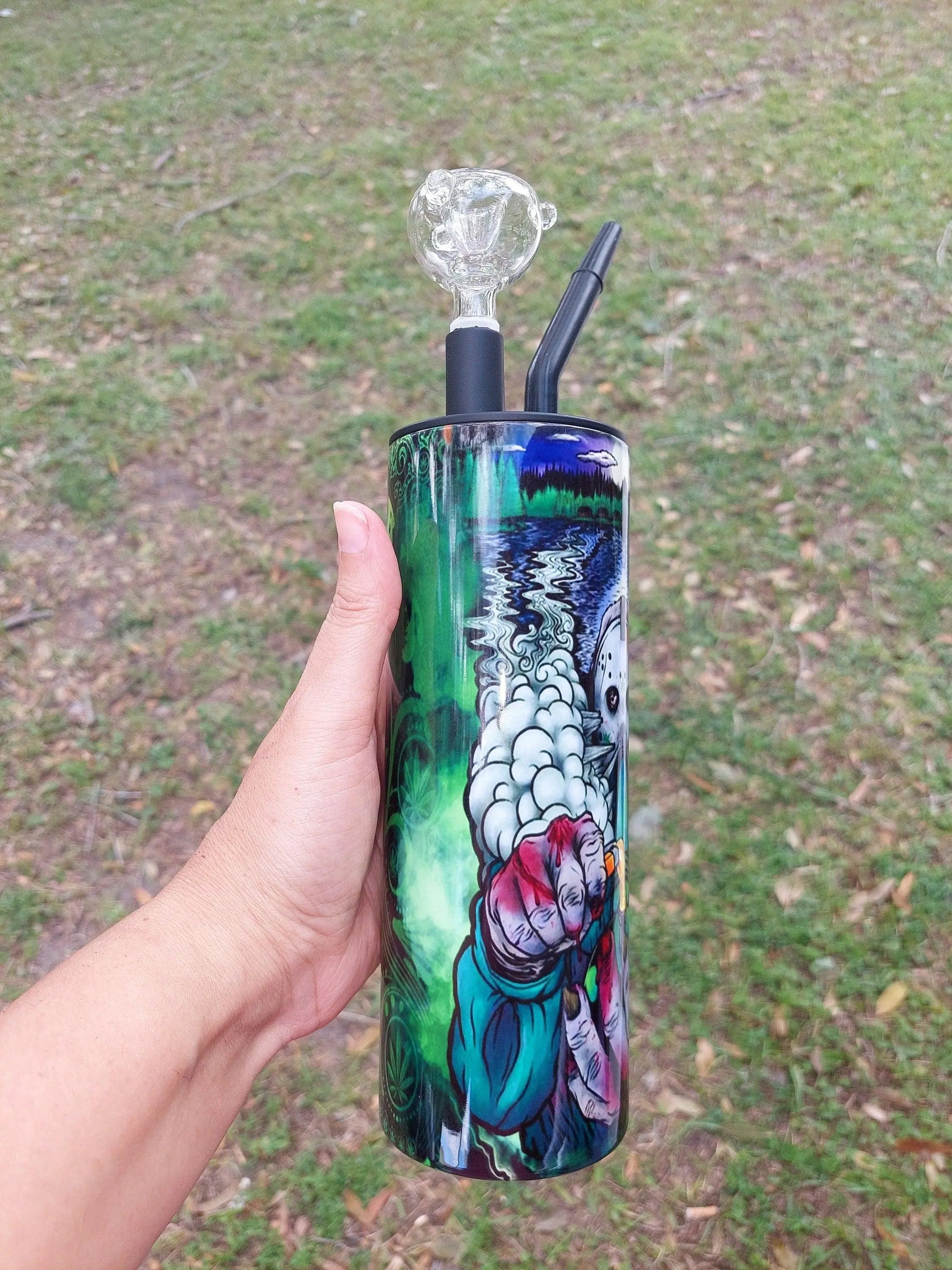 Jason Voorhees Smoking Marijuana Hookah Tumbler