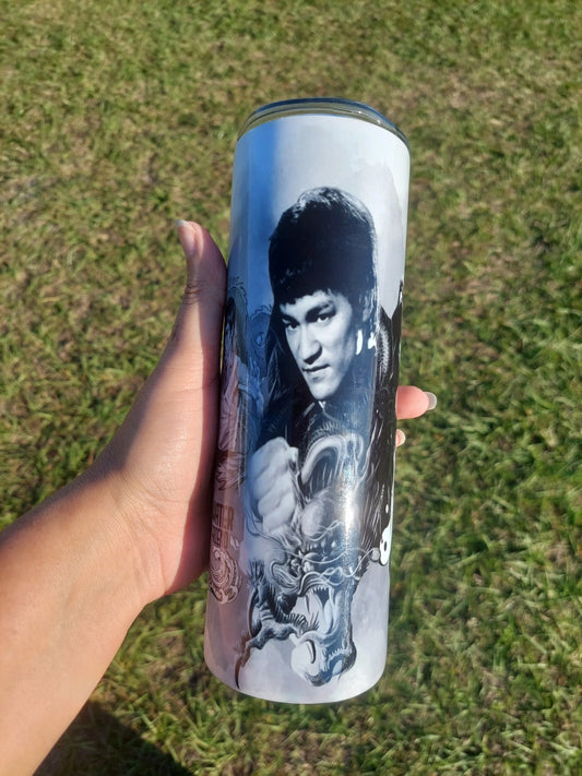 Memorial Movie Fan Tribute to Bruce Lee and The Crow Personalized Sublimation Tumbler