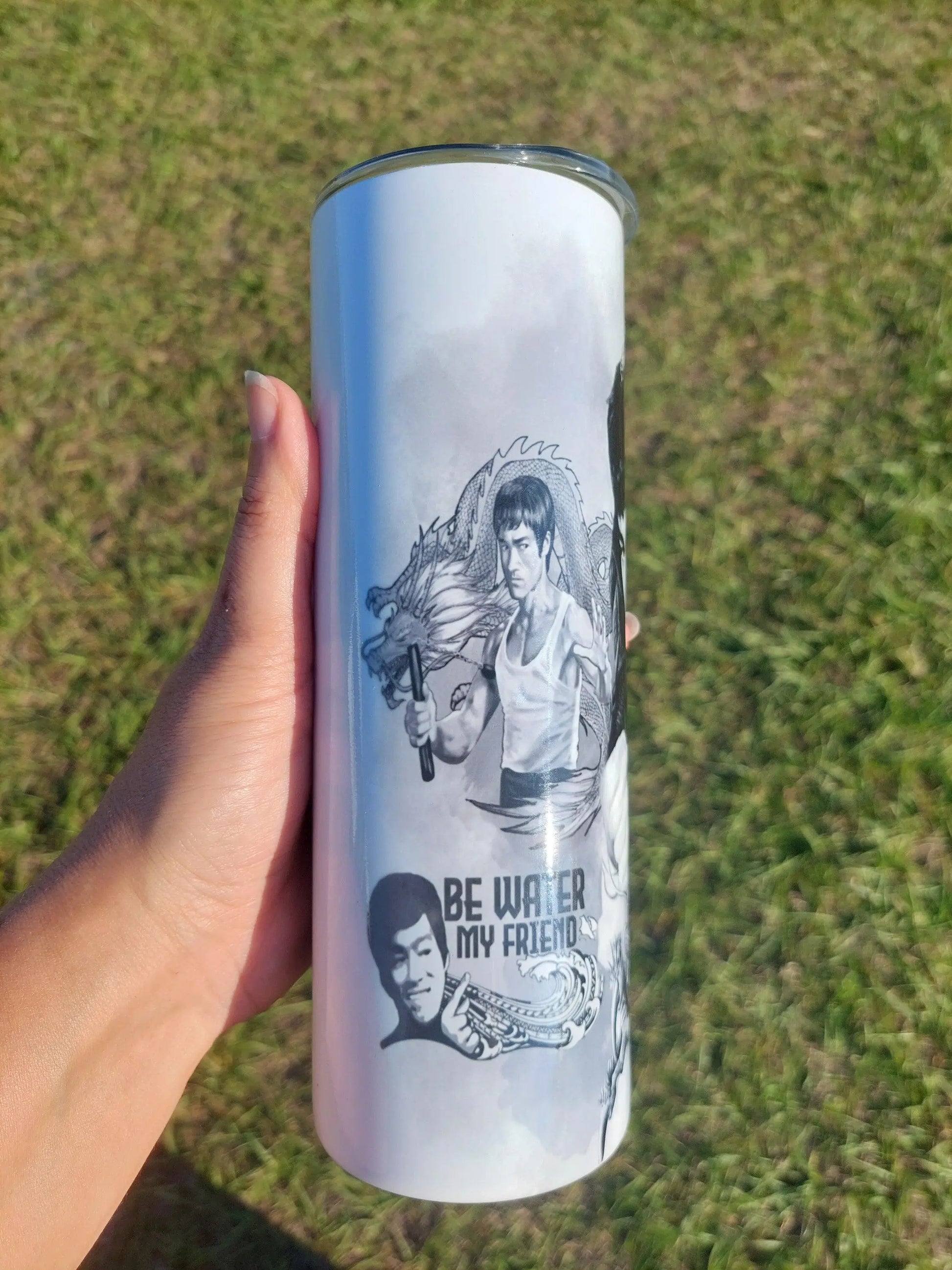 Memorial Movie Fan Tribute to Bruce Lee and The Crow Personalized Sublimation Tumbler
