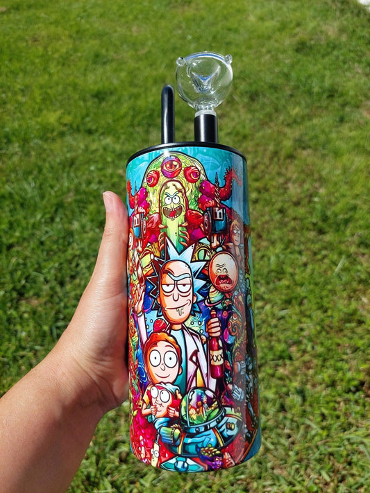 Rick and Morty Kaleidoscope Trippy Hookah Tumbler