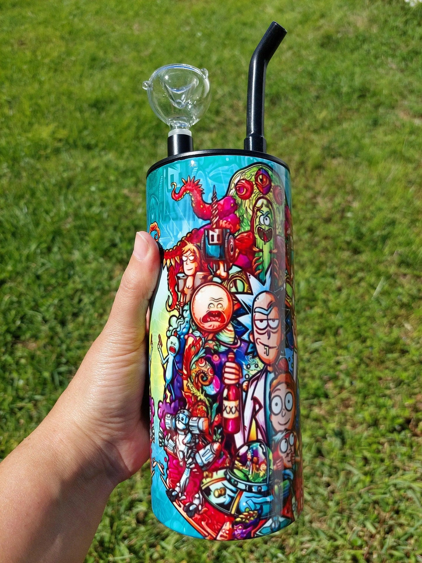 Rick and Morty Kaleidoscope Trippy Hookah Tumbler