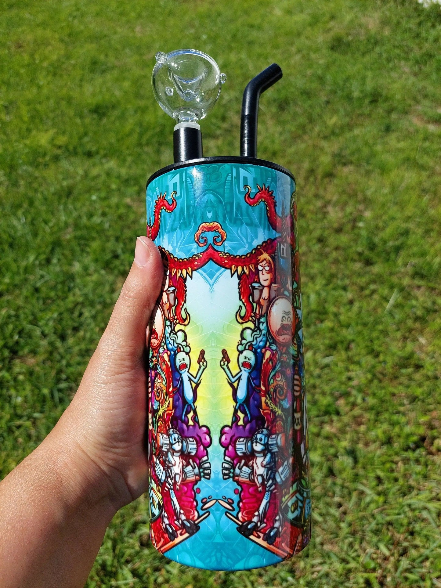 Rick and Morty Kaleidoscope Trippy Hookah Tumbler