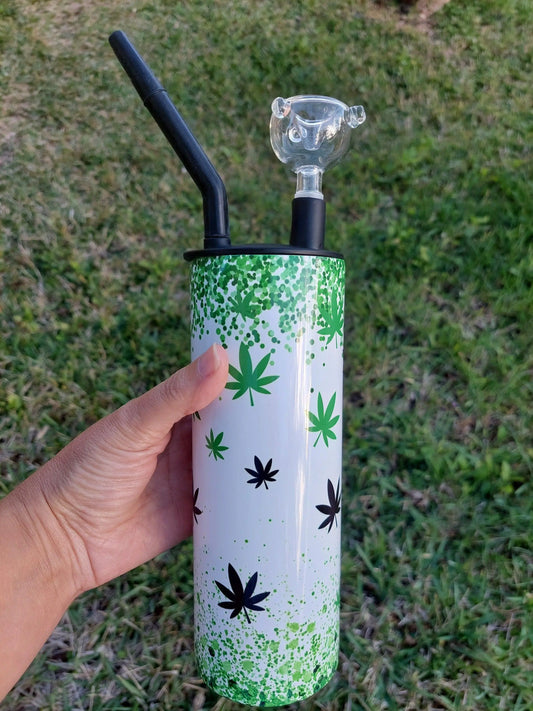 Sloth Marijuana Inhale and Exhale Sublimation Hookah Tumbler