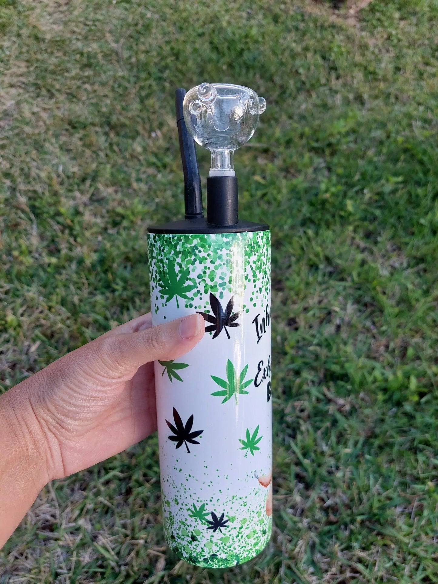 Sloth Marijuana Inhale and Exhale Sublimation Hookah Tumbler