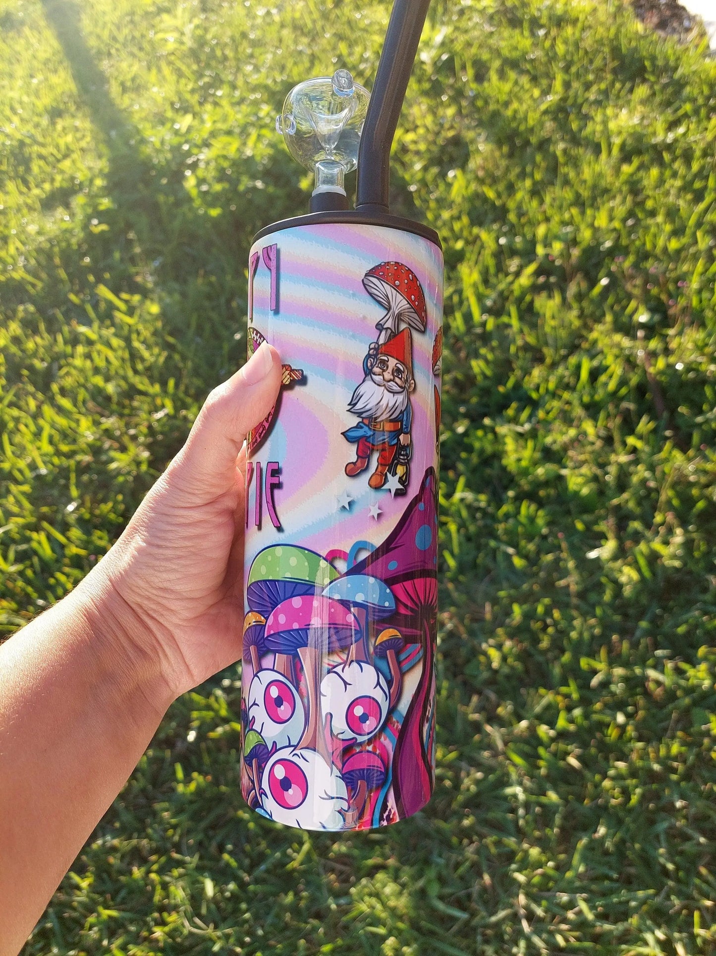 Stay Trippy Little Hippie Sublimation Hookah Tumbler Design
