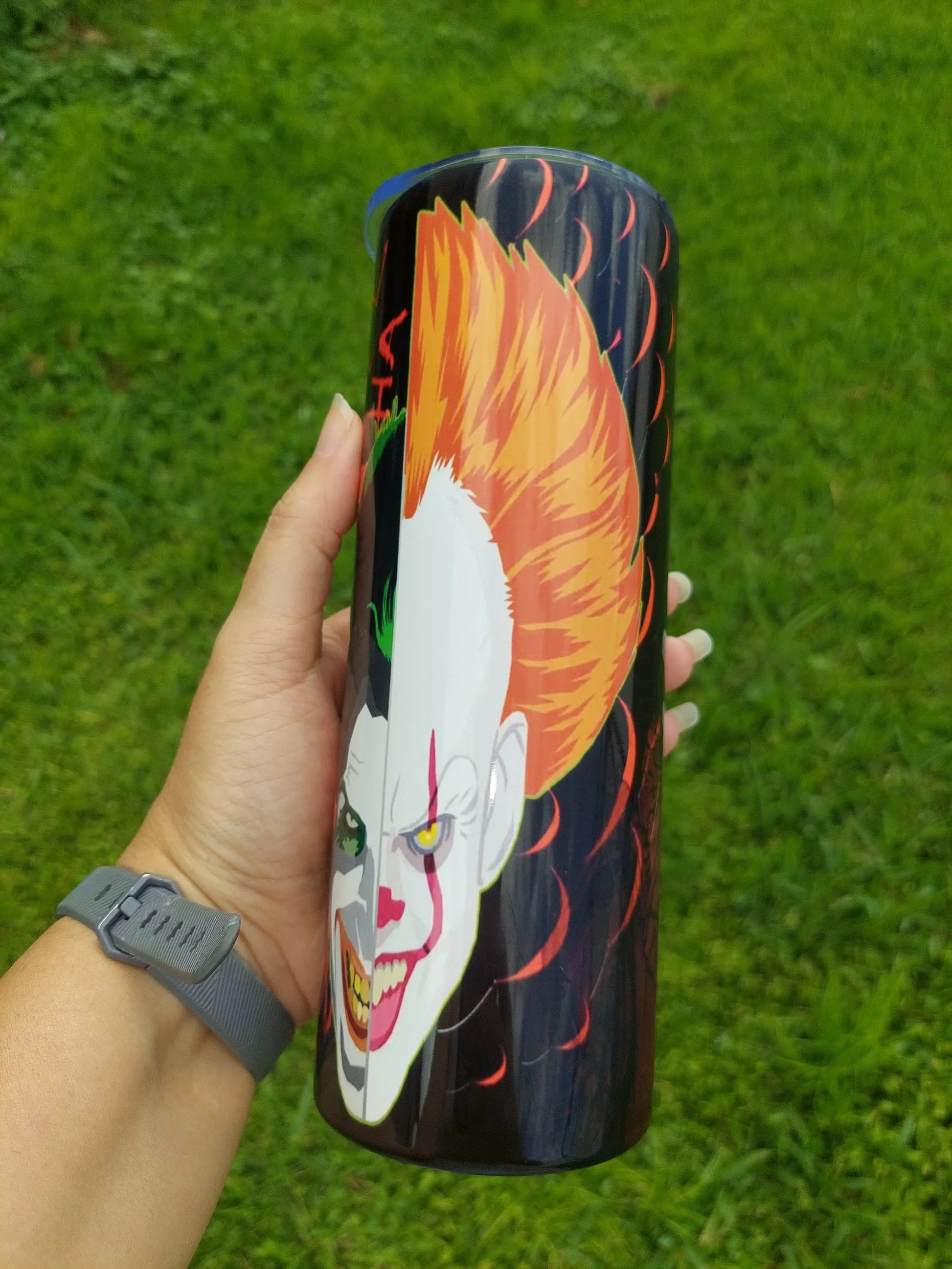 Sublimation Tumbler with a Fanbased Joker and Pennywise Design